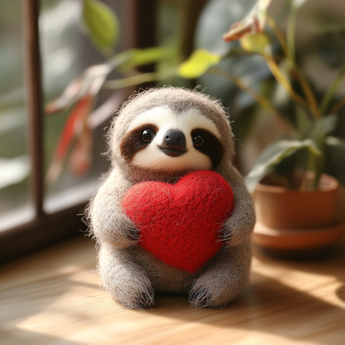 Custom Needle Felted Sloth Ornament-Handmade Wool Figurine, Personalized Valentine Gift, I Love You Slow Much