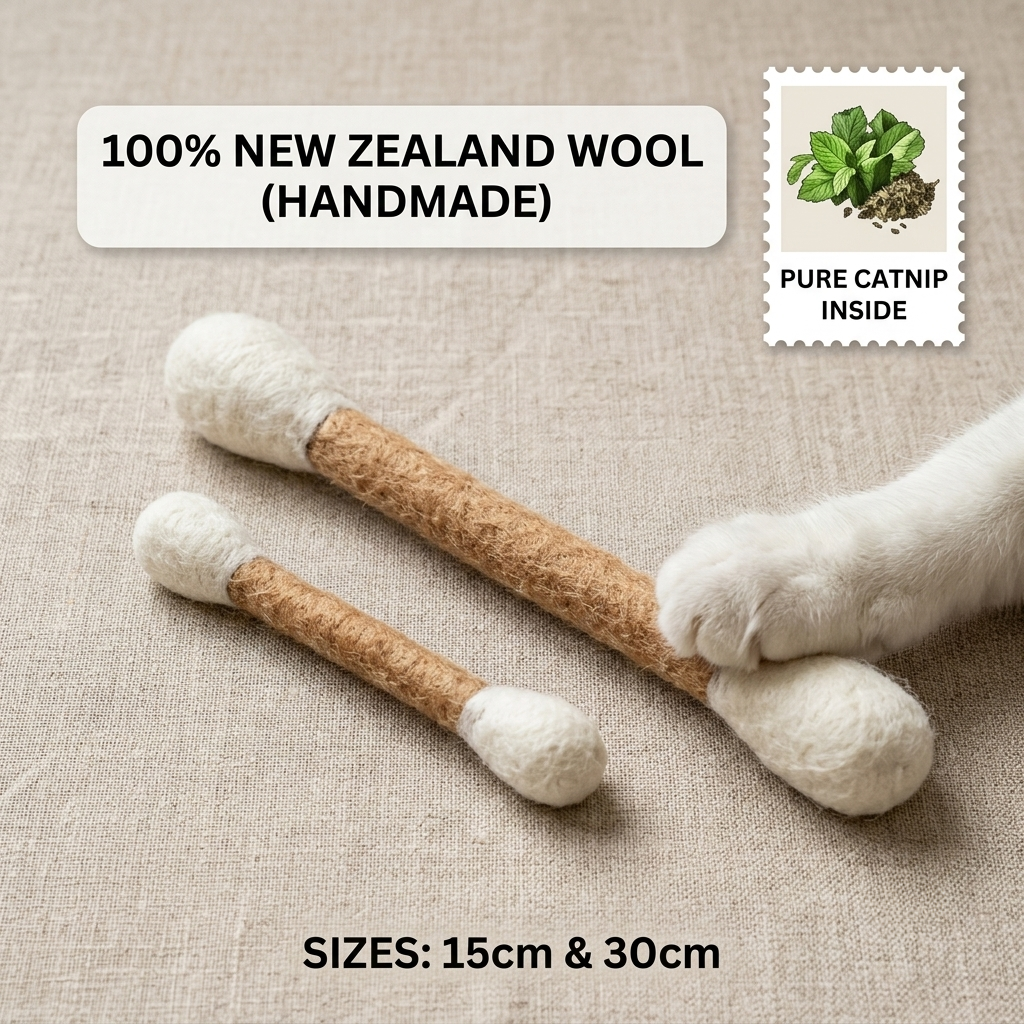 Giant Felt Cotton Swab Cat Toy with Catnip, Wool Kicker Toy for Cats, Funny Interactive Kitten Swab Toy, Eco Friendly Pet Gift for Cat Lover