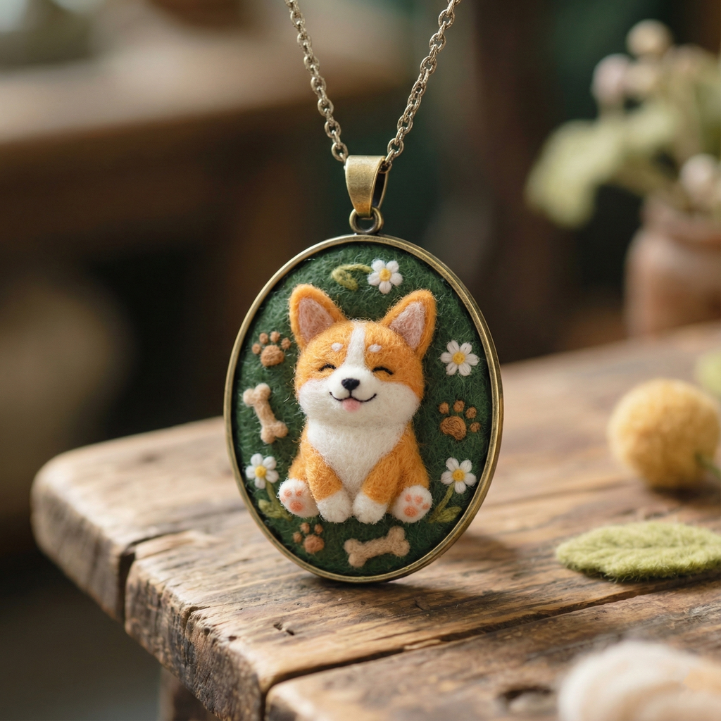 Custom Pet Portrait Necklace - Needle Felted Wool Pet Memorial Jewelry - Personalized Dog Cat Miniature Pendant - Unique Gift for Pet Lovers