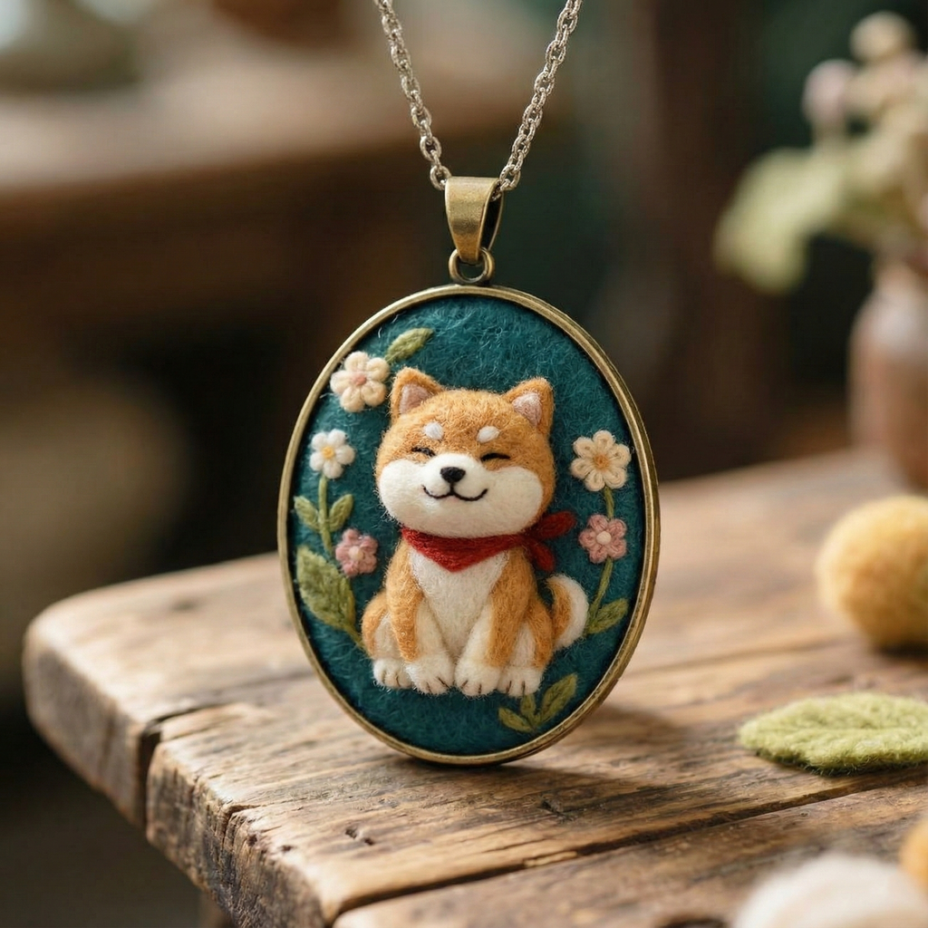 Custom Pet Portrait Necklace - Needle Felted Wool Pet Memorial Jewelry - Personalized Dog Cat Miniature Pendant - Unique Gift for Pet Lovers