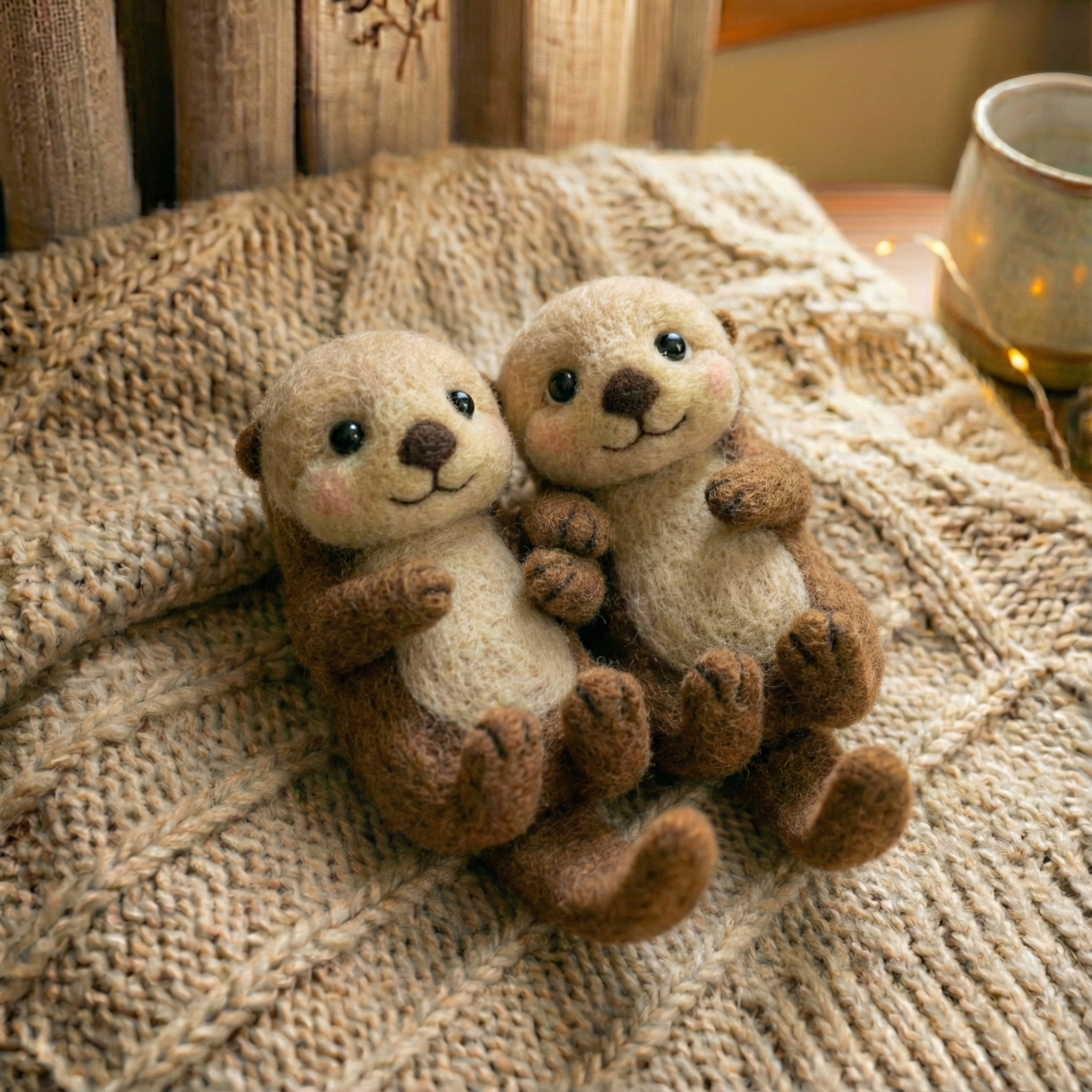 Felt Valentine's Day Ornaments，Handmade Wool Felt Otter, Cute Valentine's Day Gift