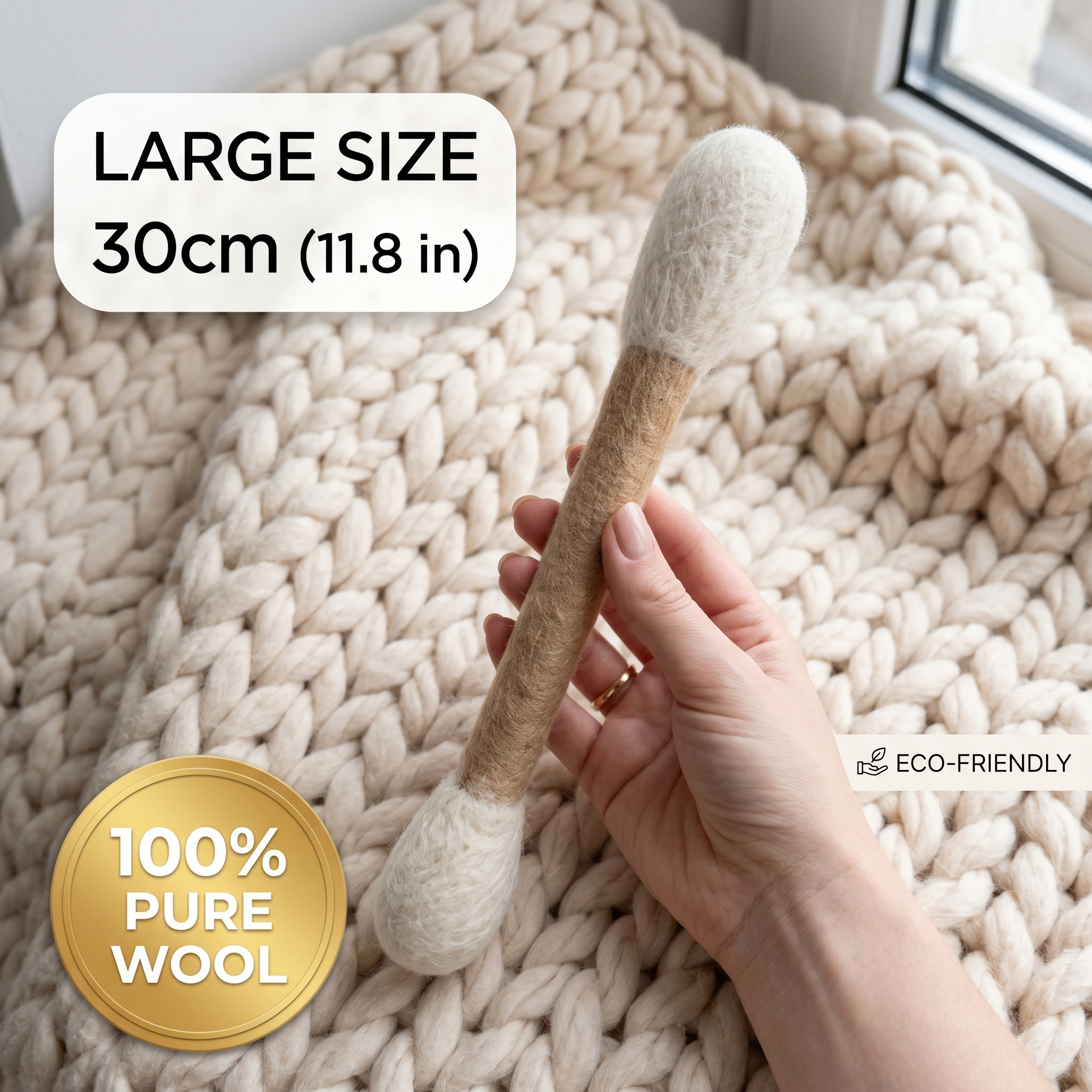 Giant Felt Cotton Swab Cat Toy with Catnip, Wool Kicker Toy for Cats, Funny Interactive Kitten Swab Toy, Eco Friendly Pet Gift for Cat Lover