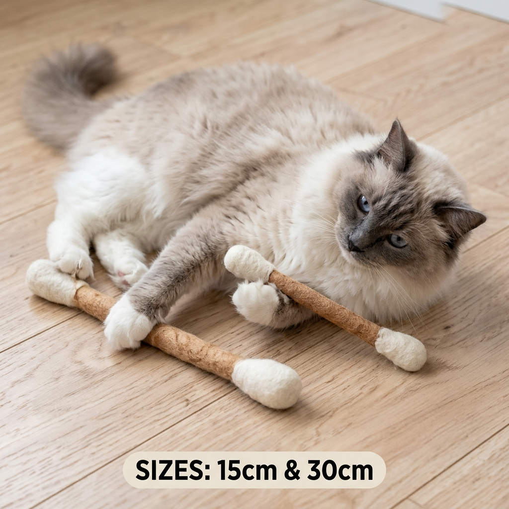 Giant Felt Cotton Swab Cat Toy with Catnip, Wool Kicker Toy for Cats, Funny Interactive Kitten Swab Toy, Eco Friendly Pet Gift for Cat Lover
