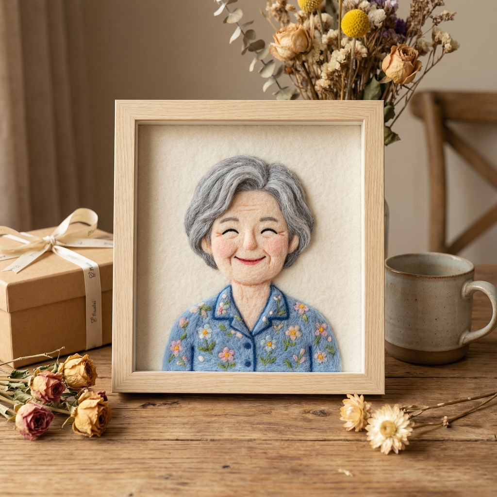 Custom Needle Felted Mother's Day Portrait - Personalized Wool Art for Mom - Framed Mother and Child Portrait - Unique Handmade Gift for Her