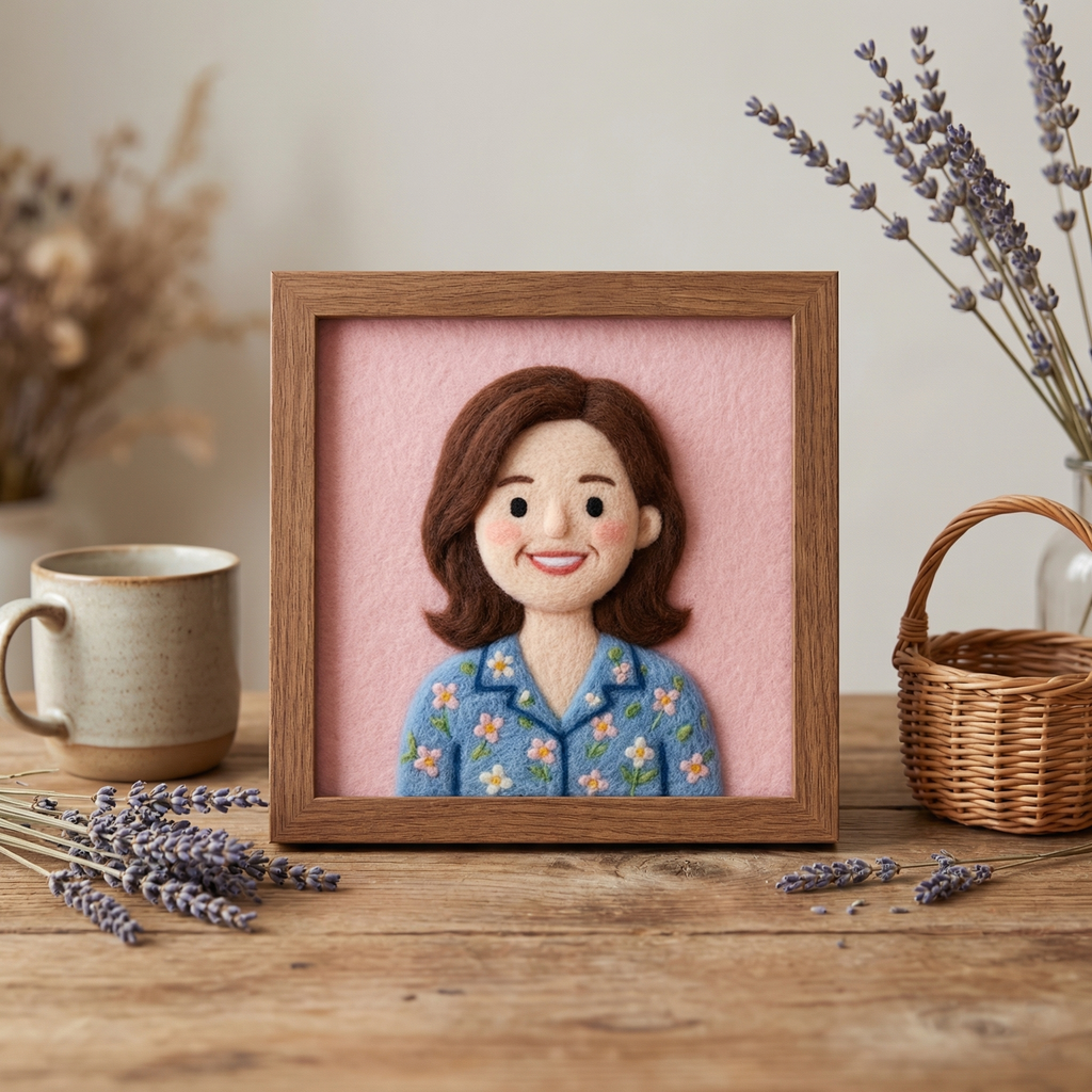 Custom Needle Felted Mother's Day Portrait - Personalized Wool Art for Mom - Framed Mother and Child Portrait - Unique Handmade Gift for Her