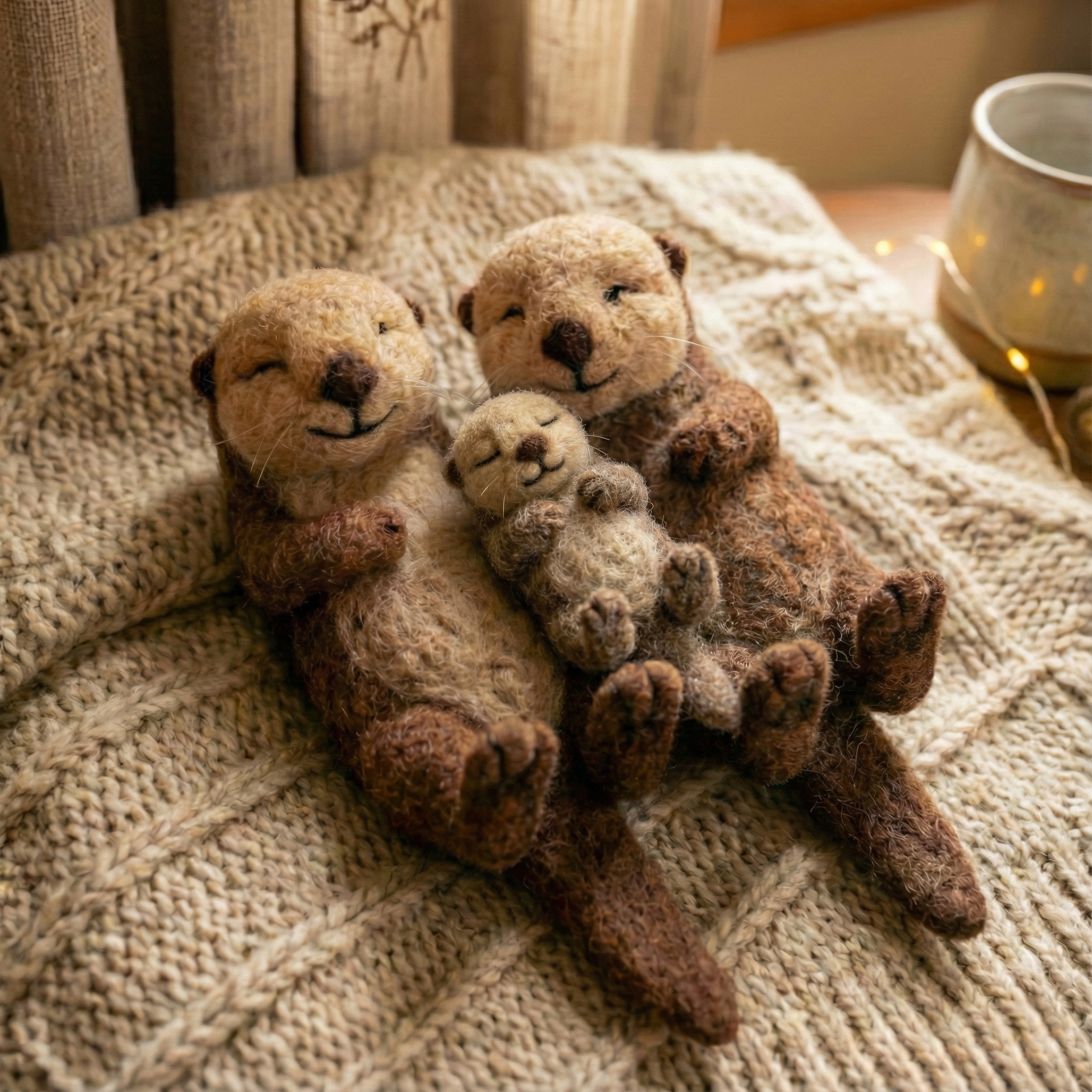 Felt Valentine's Day Ornaments，Handmade Wool Felt Otter, Cute Valentine's Day Gift