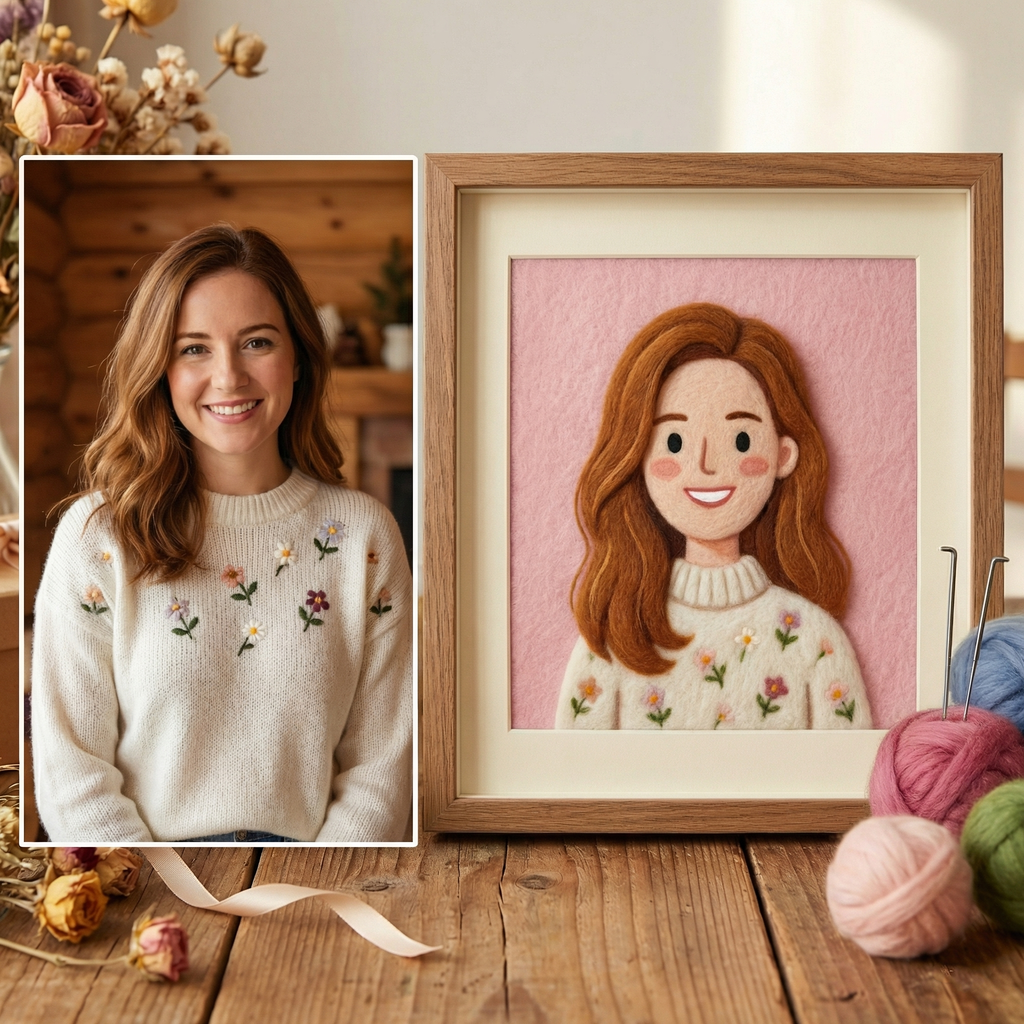 Custom Needle Felted Mother's Day Portrait - Personalized Wool Art for Mom - Framed Mother and Child Portrait - Unique Handmade Gift for Her