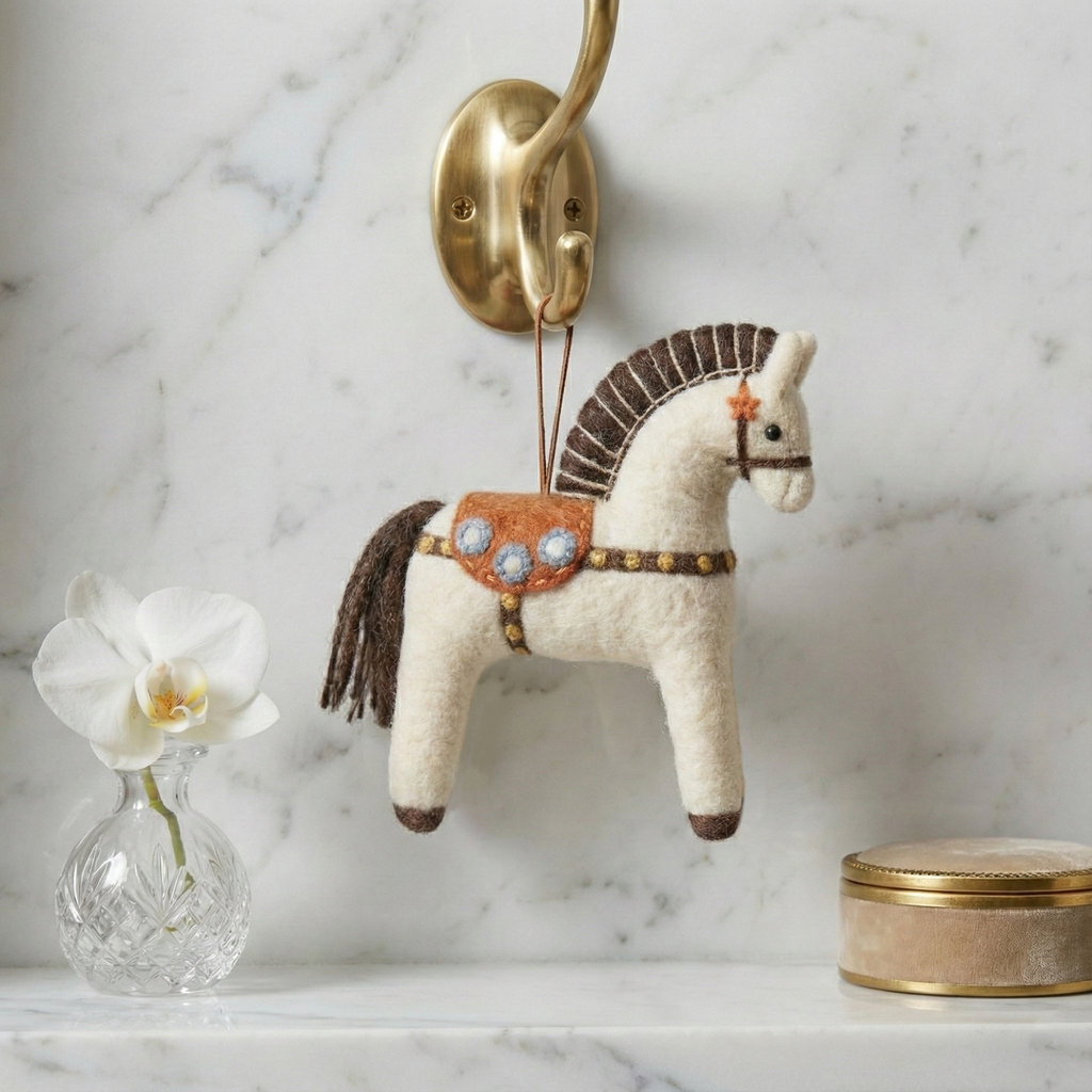 Handmade Wool Felt Horse Bag Charm, Custom Pony Car Mirror Hanging, Cute Equestrian Gift for Her, Purse Accessory