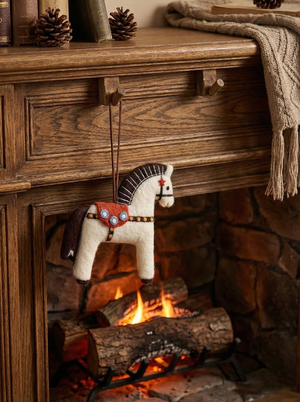 Handmade Wool Felt Horse Bag Charm, Custom Pony Car Mirror Hanging, Cute Equestrian Gift for Her, Purse Accessory
