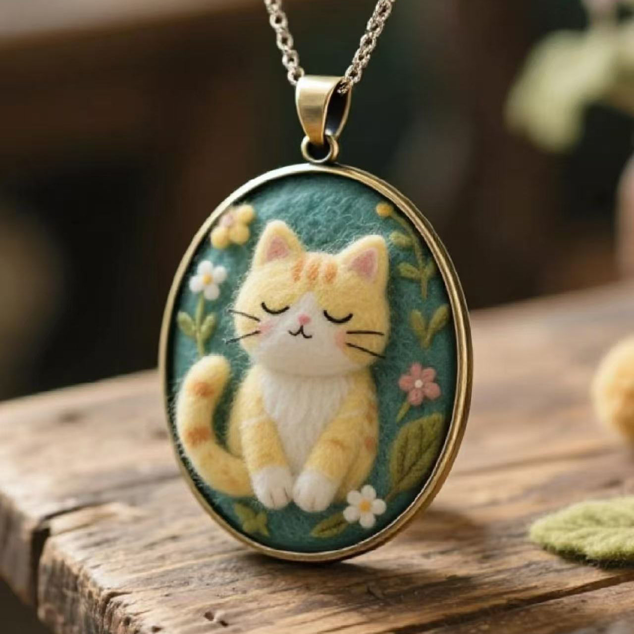 Custom Pet Portrait Necklace - Needle Felted Wool Pet Memorial Jewelry - Personalized Dog Cat Miniature Pendant - Unique Gift for Pet Lovers