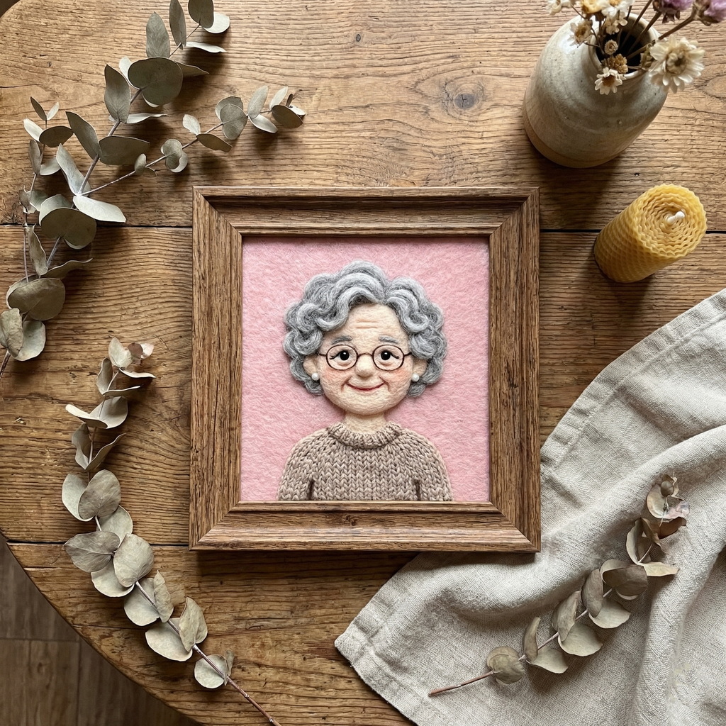 Custom Needle Felted Mother's Day Portrait - Personalized Wool Art for Mom - Framed Mother and Child Portrait - Unique Handmade Gift for Her