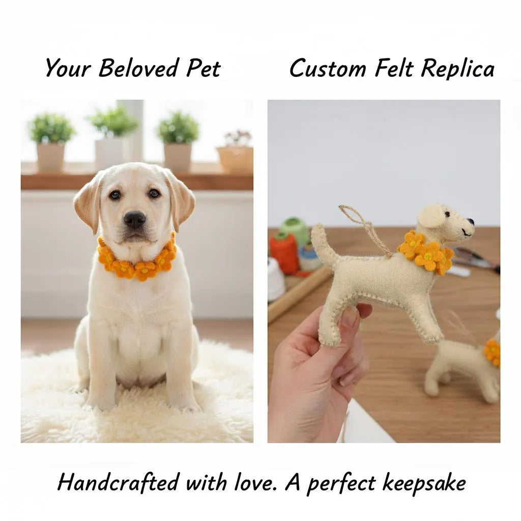 Custom Felted Dog Ornament – Personalized Pet Portrait, Handmade Memorial Gift