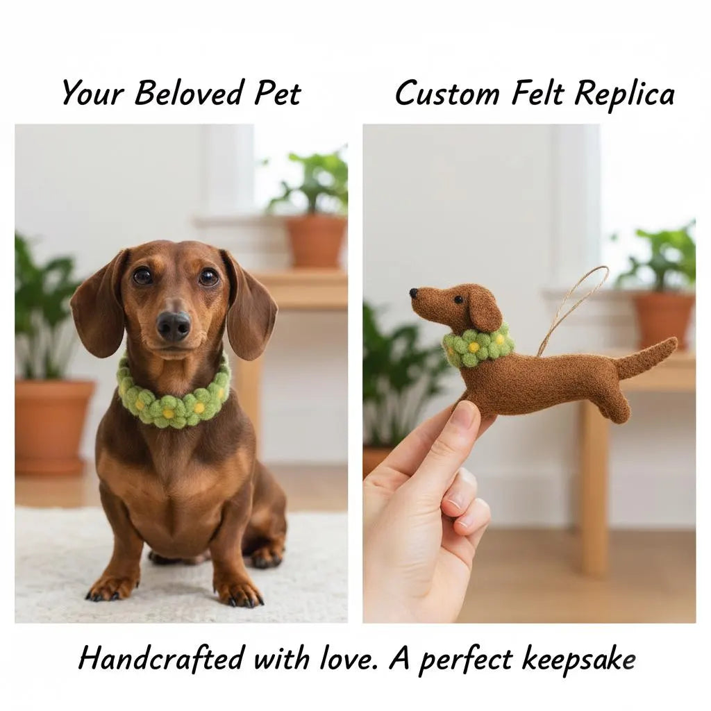 Custom Felted Dog Ornament – Personalized Pet Portrait, Handmade Memorial Gift